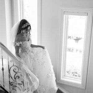 Ball gown wedding dress with veil